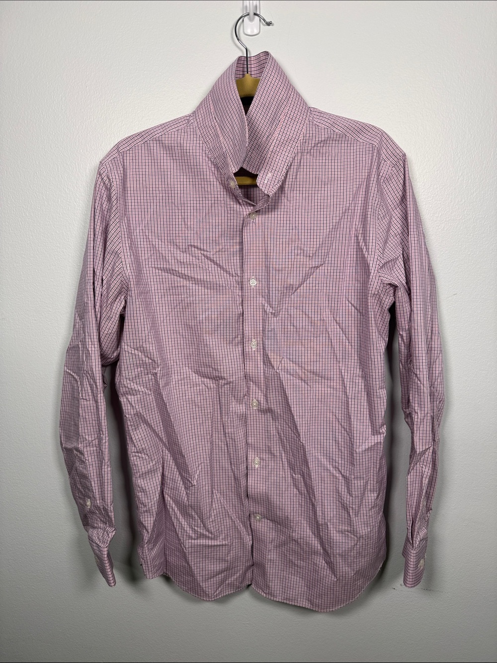 Banana Republic Men's Red-Blue Checked Dress Shirt Slim Fit Large